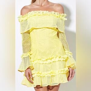 NEW REVOLVE Mossman The Mood Lacey Off Shoulder Swing Dress, size 12 US 8